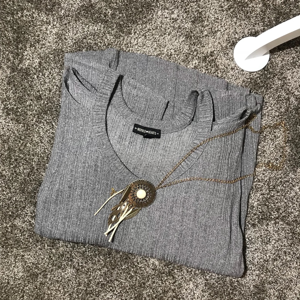 Inspired Hearts open shoulder sweater